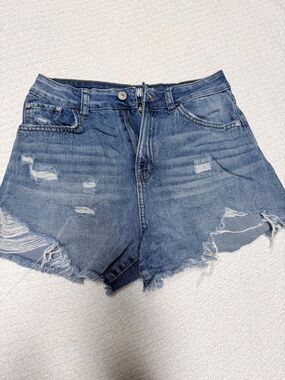 Rewash Distressed Denim Jean Shorts - Blue
